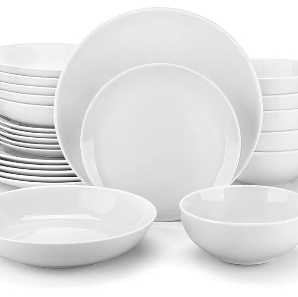 MALACASA 24-Piece Gourmet Porcelain Dinnerware Sets, Modern White Round Dish Set for 6 - Premium Serving Plates and Bowls Sets for Dessert, Salad, Soup, Pasta - Series AMELIA