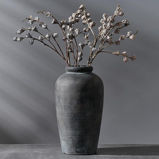 Vaseking Large Ceramic Rustic Vase, 11 inch Minimalist Decorative Vase, Farmhouse Tall Vase for Home Decor, Living Room, Shelf Decor, Enterway, Table Decoration, Bronze