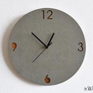 SolPixieDust - Concrete and Wood Circle Wall Clock  - Modern Wall Clock