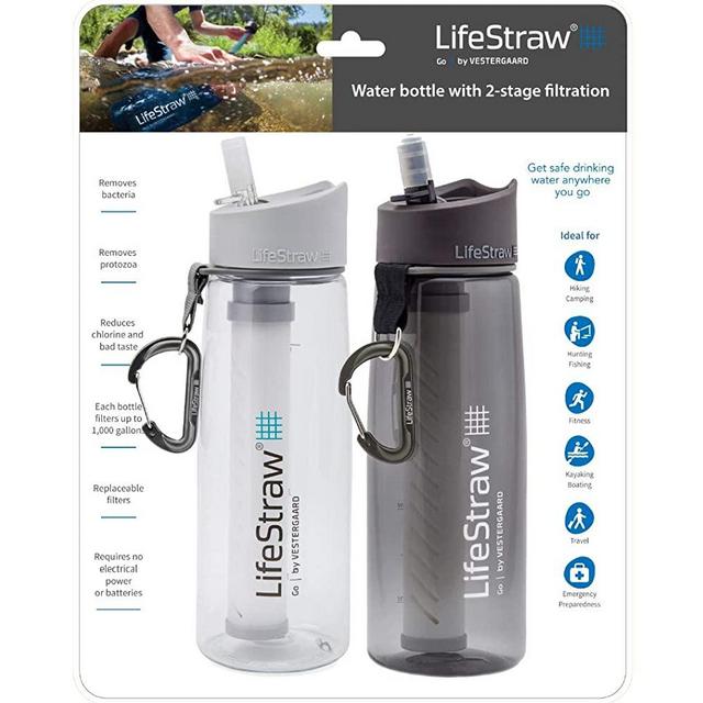 LifeStraw Go Water Filter Bottle with 2-Stage Integrated Filter Straw for Hiking, Backpacking, Travel, and Emergency Preparedness