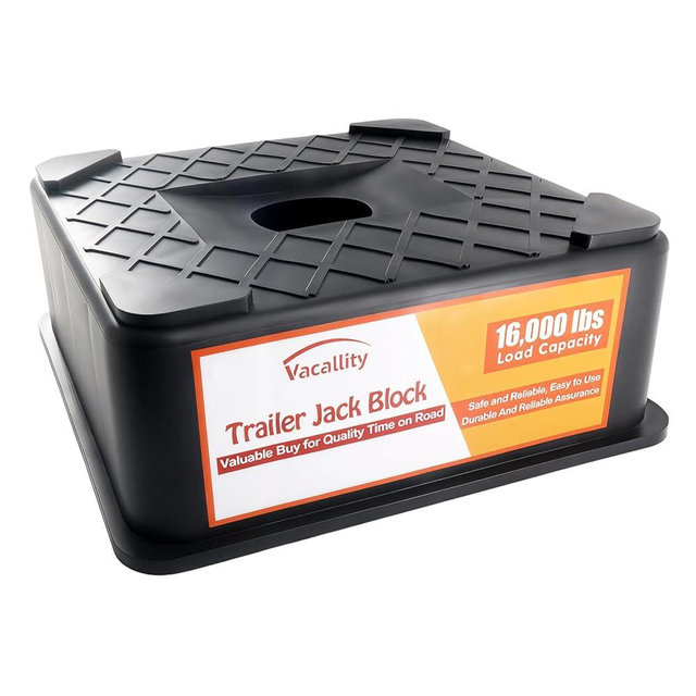 RV Trailer Jack Block, Trailer RV Stabilizer Blocks, Up to 16000 Lbs, Heavy Duty Sturdy Utility Jack Stand for 5th Wheels, Scissor Stabilizer, Round Square Tongue Jack Foot