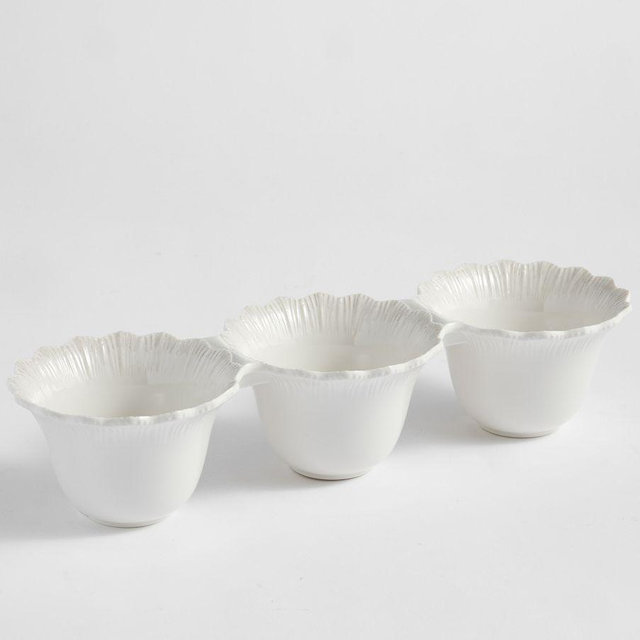 Monique Lhuillier Claudia Outdoor Melamine Triple Condiment Server - White