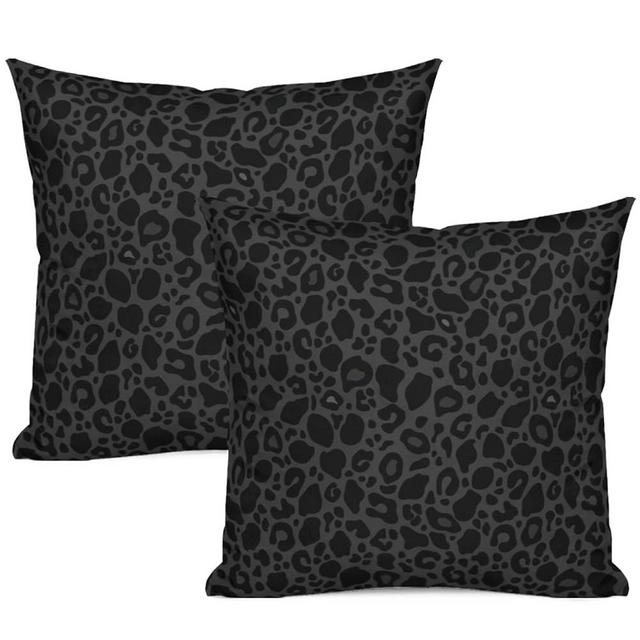 Leopard Print Throw Pillow Covers Home Decor 18x18 Inch, Cheetah Decorative Pillowcase Soft Cushion for Bed Sofa Couch 2 Sets, Black