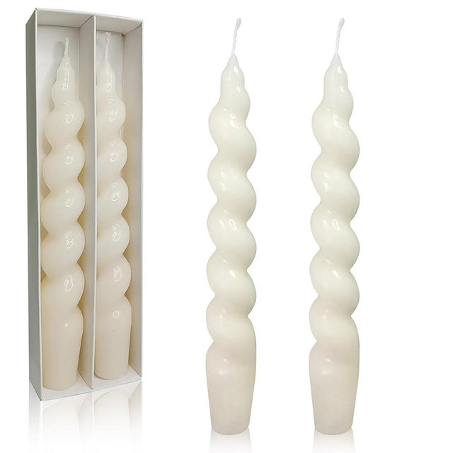 Unscented Spiral Candle Handmade Milk White Short Candlesticks 7.5Inch Smokeless Taper Candles Long Lasting Burn Candle Sticks Small Twisted Candlestick for Home Decoration Gifts