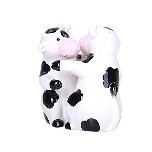 Hugging Cows Magnetic Ceramic Salt and Pepper Shakers Set
