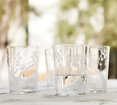 Monique Lhuillier Lily of the Valley Glass Tumblers - Set of 4