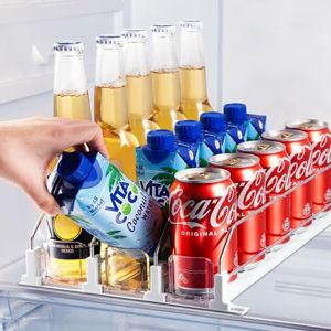 Drink Organizer for Fridge, Soda Can Dispenser for Refrigerator, Automatic Drink Dispenser for Fridge Holds up to 15 Cans, 3 Row