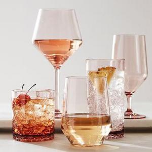 Happy Hour Acrylic Wine Glasses, Set of 8 - Blush Stemless