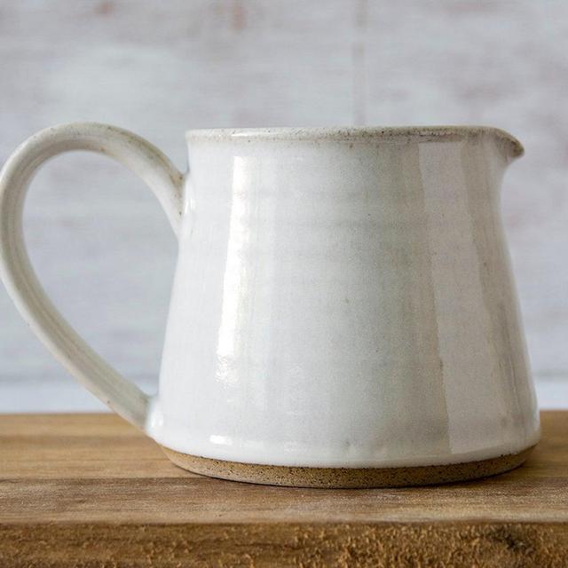 Creamer, Ceramic Milk Pitcher, Pottery White Pitcher, Tea Accessories Gift, Syrup Pitcher, Coffee Creamer, Tabletop, White Gift for Mom