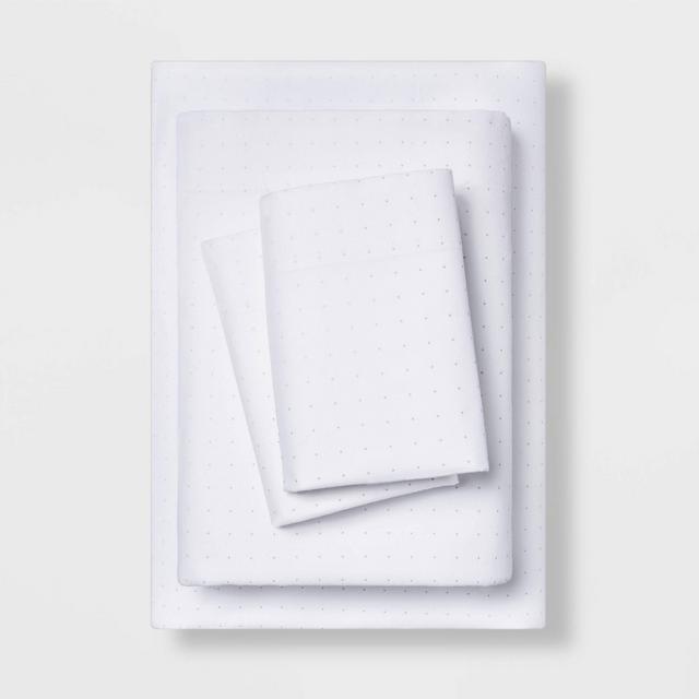 Queen Easy Care Printed Pattern Sheet Set Gray Dot - Room Essentials™