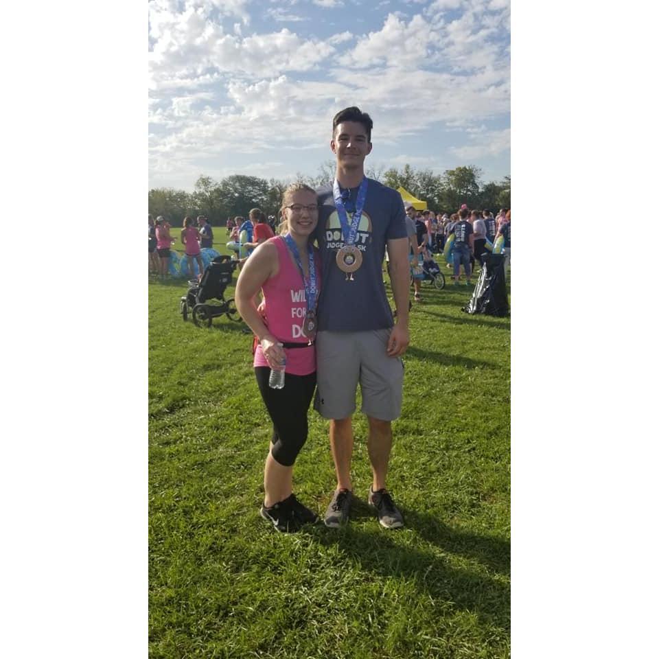 Donut Run 2018, Luke and Erika's first 5k. Luke enjoyed it. Erika, not so much.