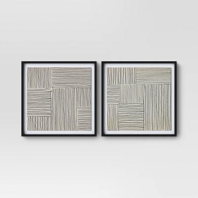 (Set of 2)20" x 20" Abstract Lines Framed Print - Project 62™