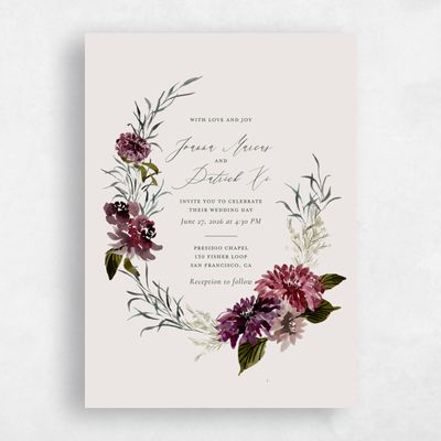 Light Greige, Beige Wedding Invitation - Holliston Portrait