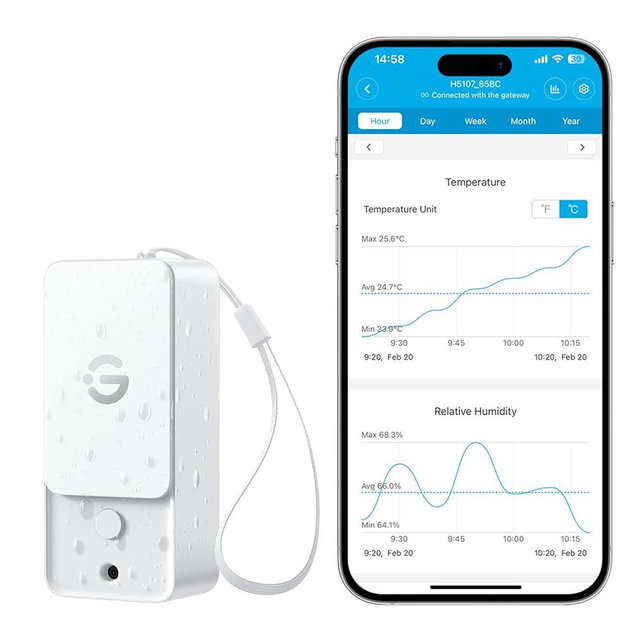 GoveeLife Outdoor Thermometer Hygrometer Subdevice H5107 (1 Pack), Mini Temperature Humidity Sensor with APP Notification Alert, IP 65 Waterproof (WiFi Gateway Not Included)