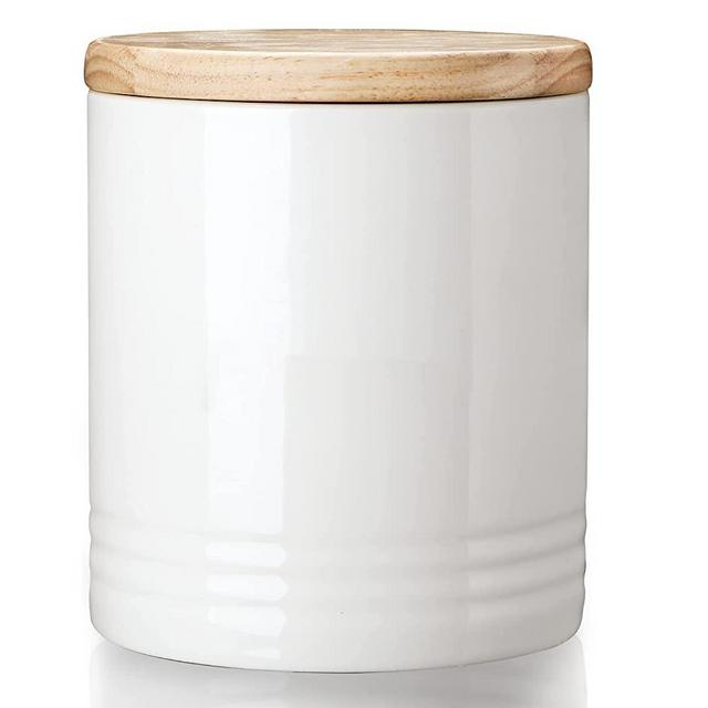 LEETOYI Ceramic Food Storage Jar with Seal Lid, Serving for Ground Coffee, Tea, Sugar, Salt and More - 31 Oz White