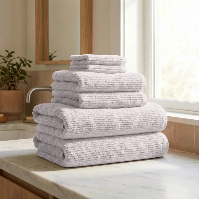 Turkish Cotton Textured 6-Piece Bath Towel Set - Great Bay Home