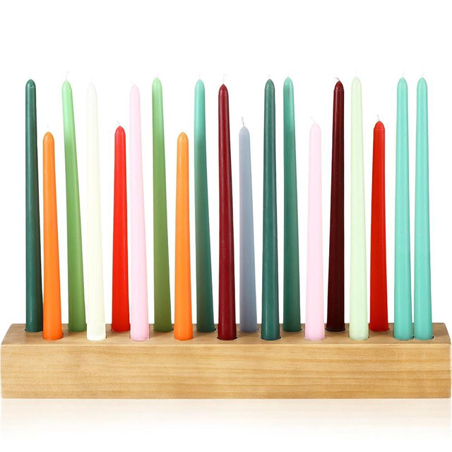 Mumufy 18in Long Wooden Taper Candle Holders for Birthday Party Candlestick Table Centerpiece Giant Wooden Farmhouse Candle Holders Decorations for Birthday Wedding Anniversary Desktop(Natural Wood)