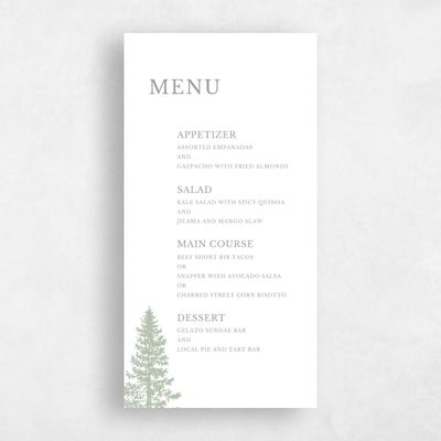 White Greenery Wedding Menu - Pinehaven