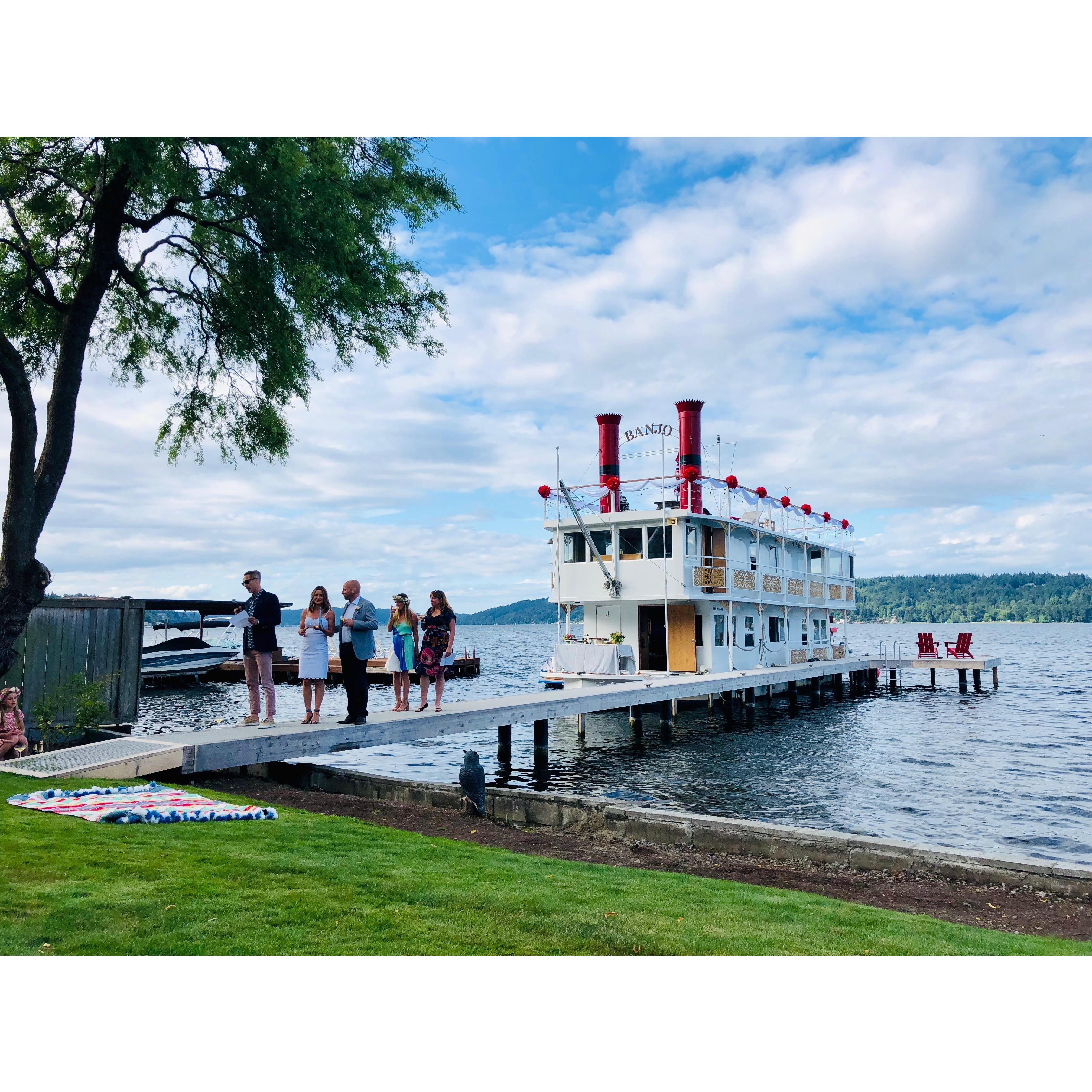 Banjo docked at Tim & Lauren's for the 2019 summer bash!