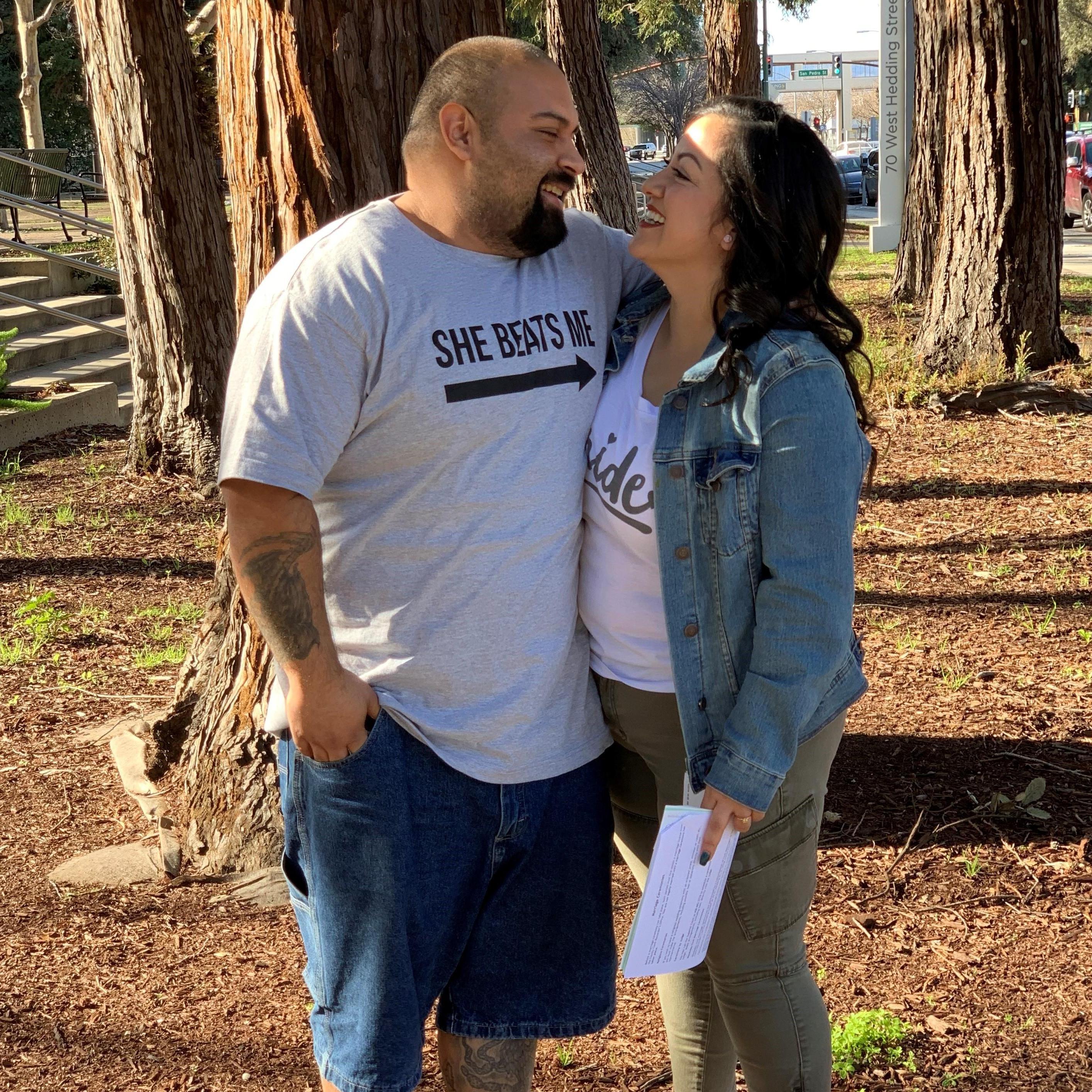 Our first picture as husband and wife ...