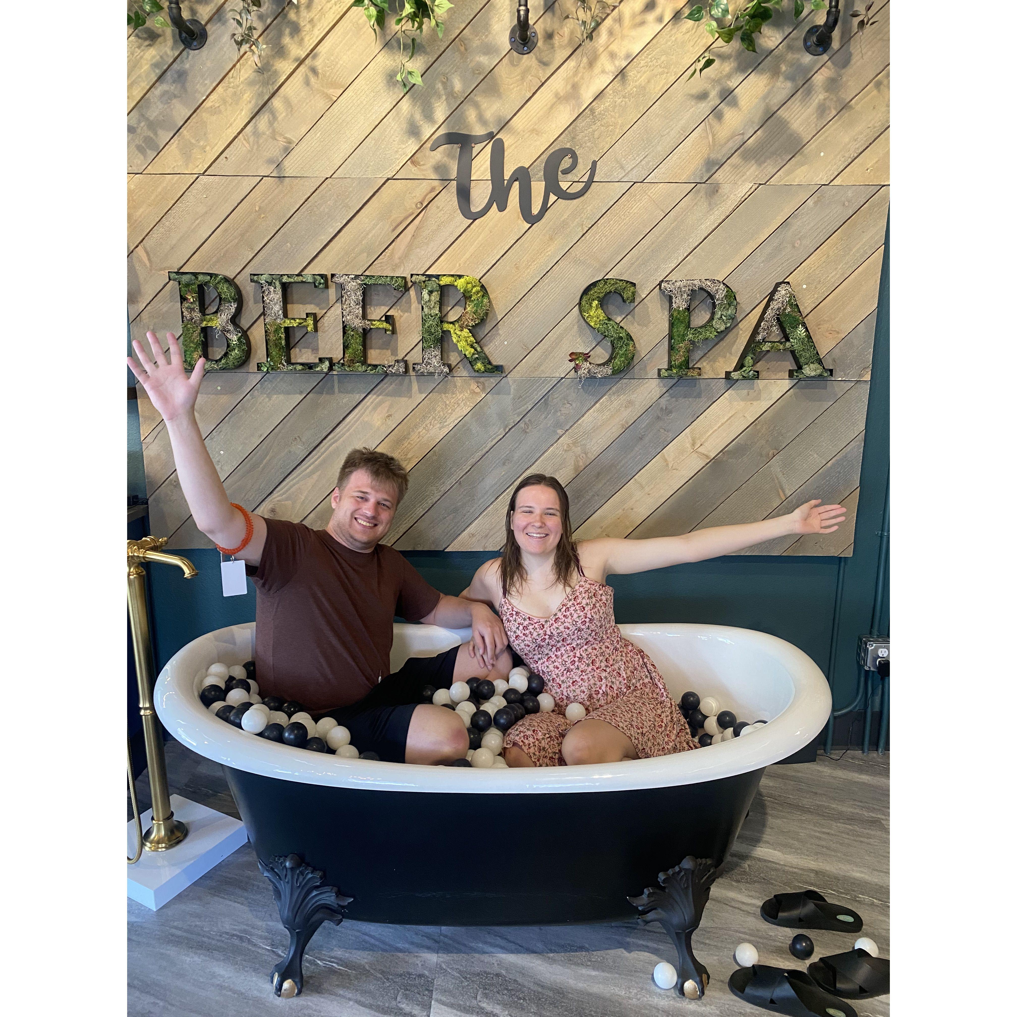 Soak in a beer infused hot tub while drinking beer.  Hop into your personal shower & sauna. Denver, CO,