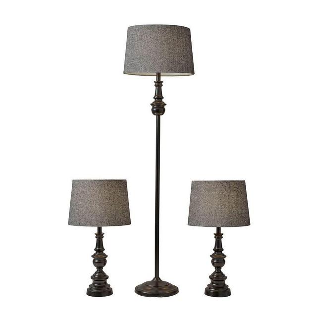 Cass Metal Floor & Table Lamp Set, Black