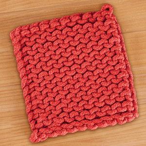 Knit Potholder/Trivet - Red