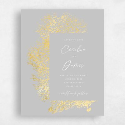 Gray, Grey Wedding Save the Date - Santini Portrait Foil
