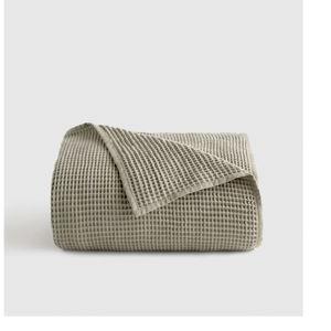Organic Waffle Bed Blanket | "Dried Sage" | Size: Queen