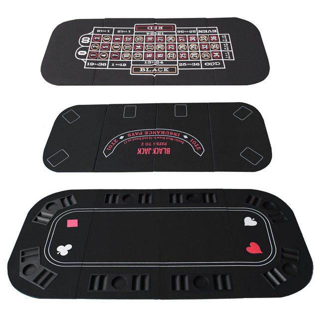 IDS Poker Casino Texas Hold'em Table Top for 3 in 1 (Poker/Blackjack/Roulette) Folding Black Felt Carrying Bag