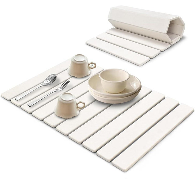 Large Stone Dish Drying Mats for Kitchen Counter, Eco - Friendly Diatomaceous Stone Mats, Non - Slip Collapsible Absorbable Stone Dish Drying Mat for Multi - Purpose, Match Any Countertop, 24"×16"