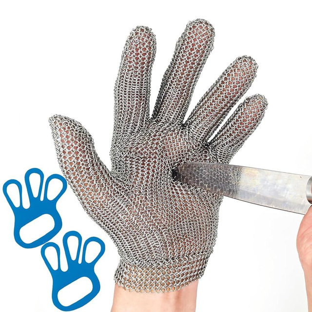 Cut Resistant Gloves Food Grade Stainless Steel Metal Mesh Chainmail Gloves for Butcher Meat Cutting Fish Filleting Oyster Shucking Clothing Cutting and Leather Processing(Medium (Pack of 1))