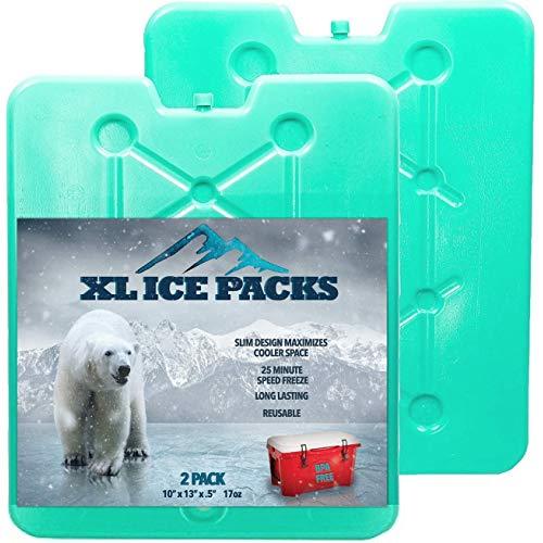 Large Ice Packs For Coolers and Ice Chest by Portion/Perfect - 20 Minute Quick Freeze Long Lasting Freezer Packs - Slim, Sealed and Reusable Ice Substitute 13 x 10 inch - Set of 2