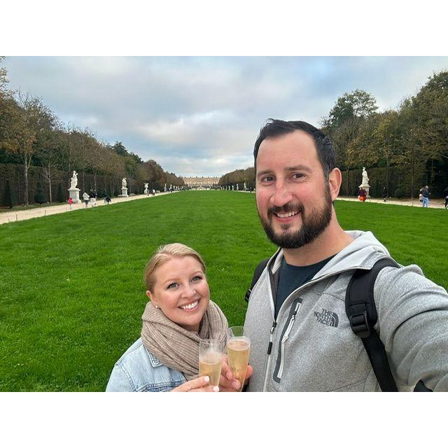In Versailles sharing a glass of champagne