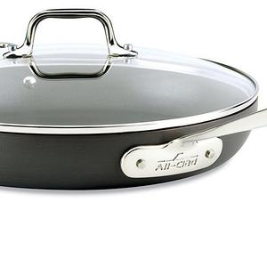 Groupe SEB - All-Clad E7859664 HA1 Hard Anodized Nonstick Dishwasher Safe PFOA Free Fry Pan with lid Cookware, 12-Inch, Medium Grey