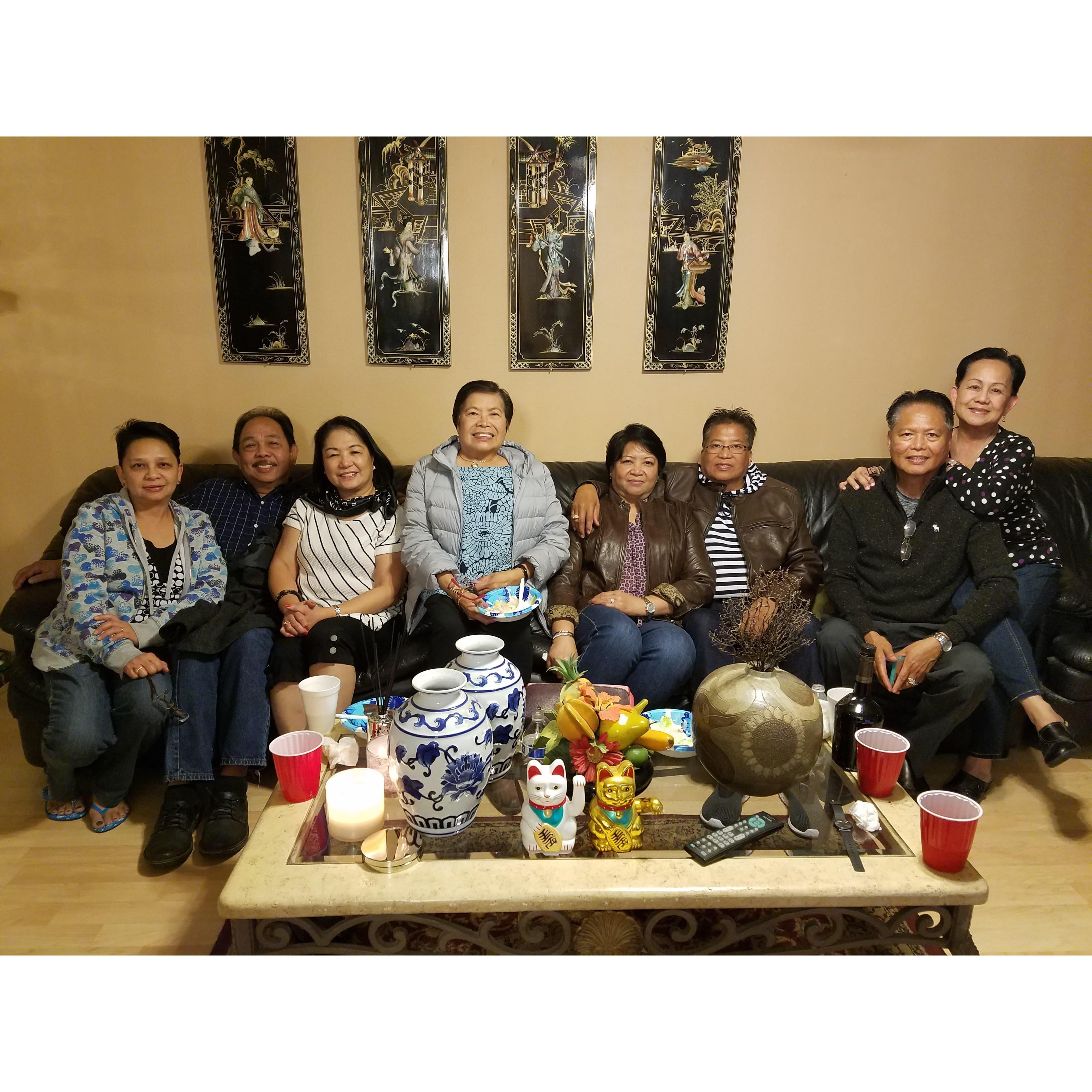 Cris, Ramon, Amy, Noemi, Louri, Jess, Cesar, and Carmelita at a family gathering