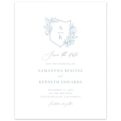 Dusty Blue Wedding Digital Save the Date - Serrano Portrait
