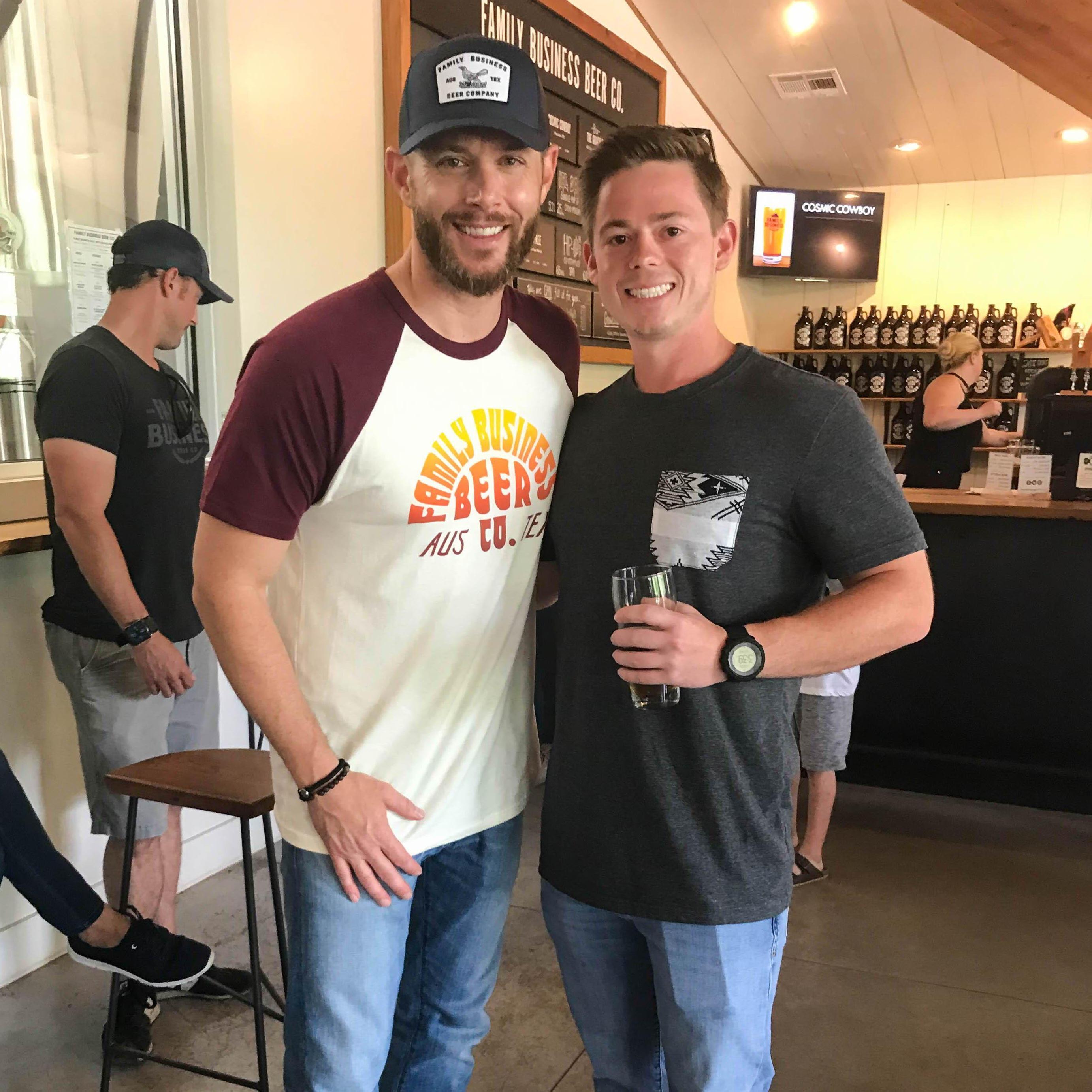 Eric meeting Jensen Ackles in Family Business Brewery in Dripping Springs, Texas