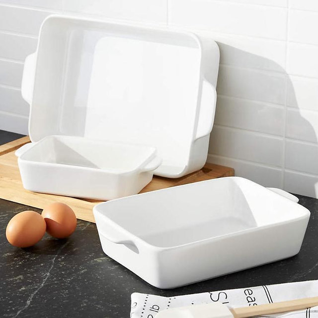 White Potluck Baking Dishes Set of Three