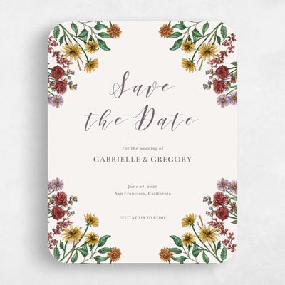 Beige Rounded Wedding Save the Date - Mirasol Portrait