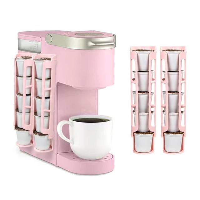 SUNGRACE K Cup Coffee Pod Holder for Keurig K-cup Coffee, Side Mount Storage Organizer, Perfect for Small Counters ( Pink, 4 Pack for 20 K Cups)