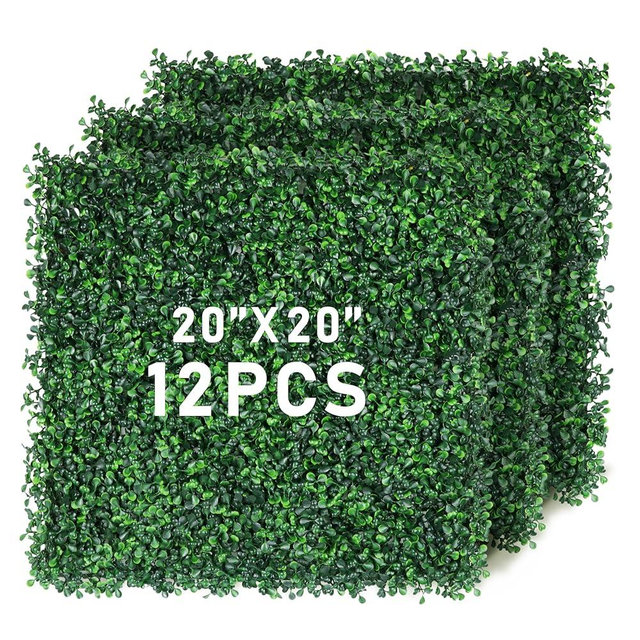 Hedge Maze Grass Wall Panels 12pc 20" x 20" Greenery Wall with UV Protection Boxwood Panels Grass Wall Backdrop Durable Green Wall Decor Suitable for Events, Indoor, Outdoor Decor