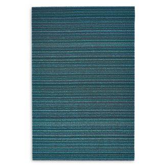 Chilewich Skinny Stripe Indoor/Outdoor Shag Mat, 18" x 28", Turquoise