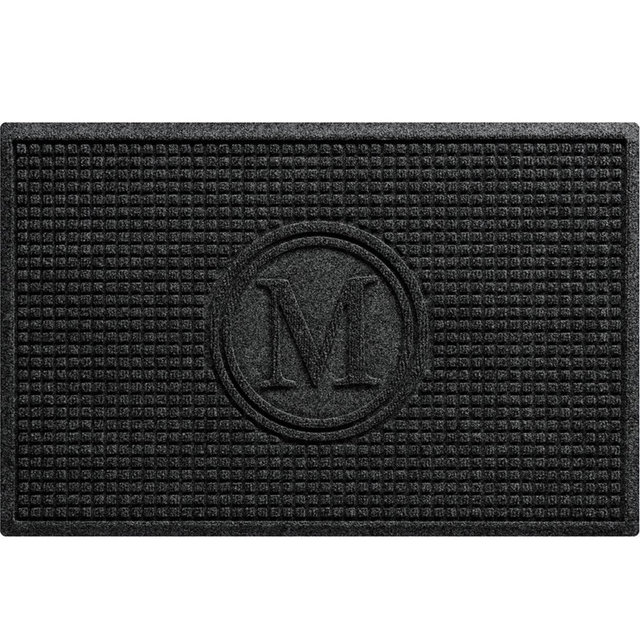 WaterHog Squares Monogrammed Doormat; Letter A, Charcoal