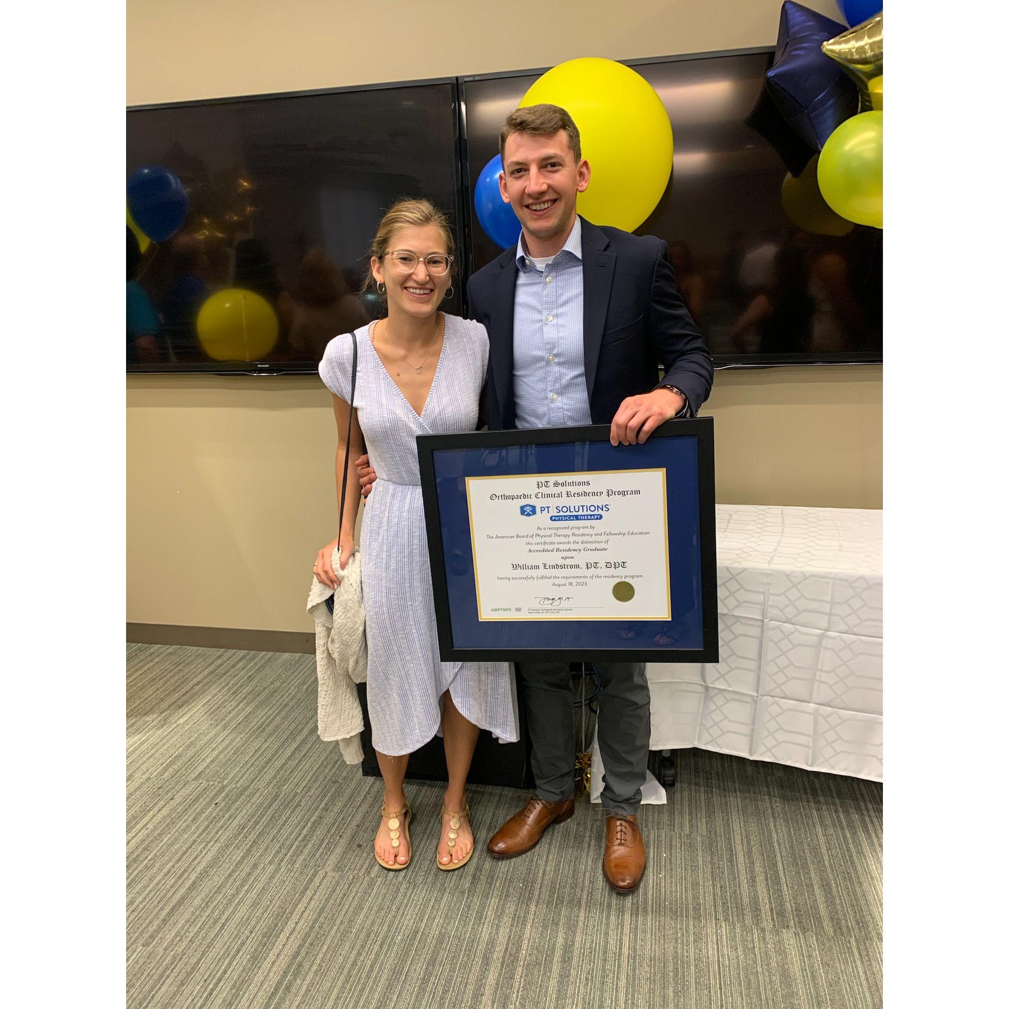 Will's orthopedic physical therapy residency graduation