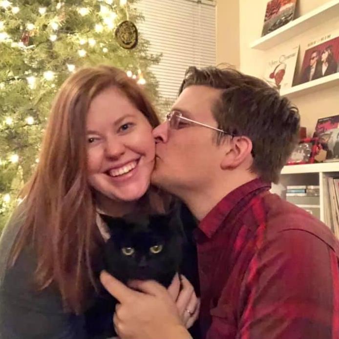Our first Christmas together (featuring our cat Clyde Drexler)