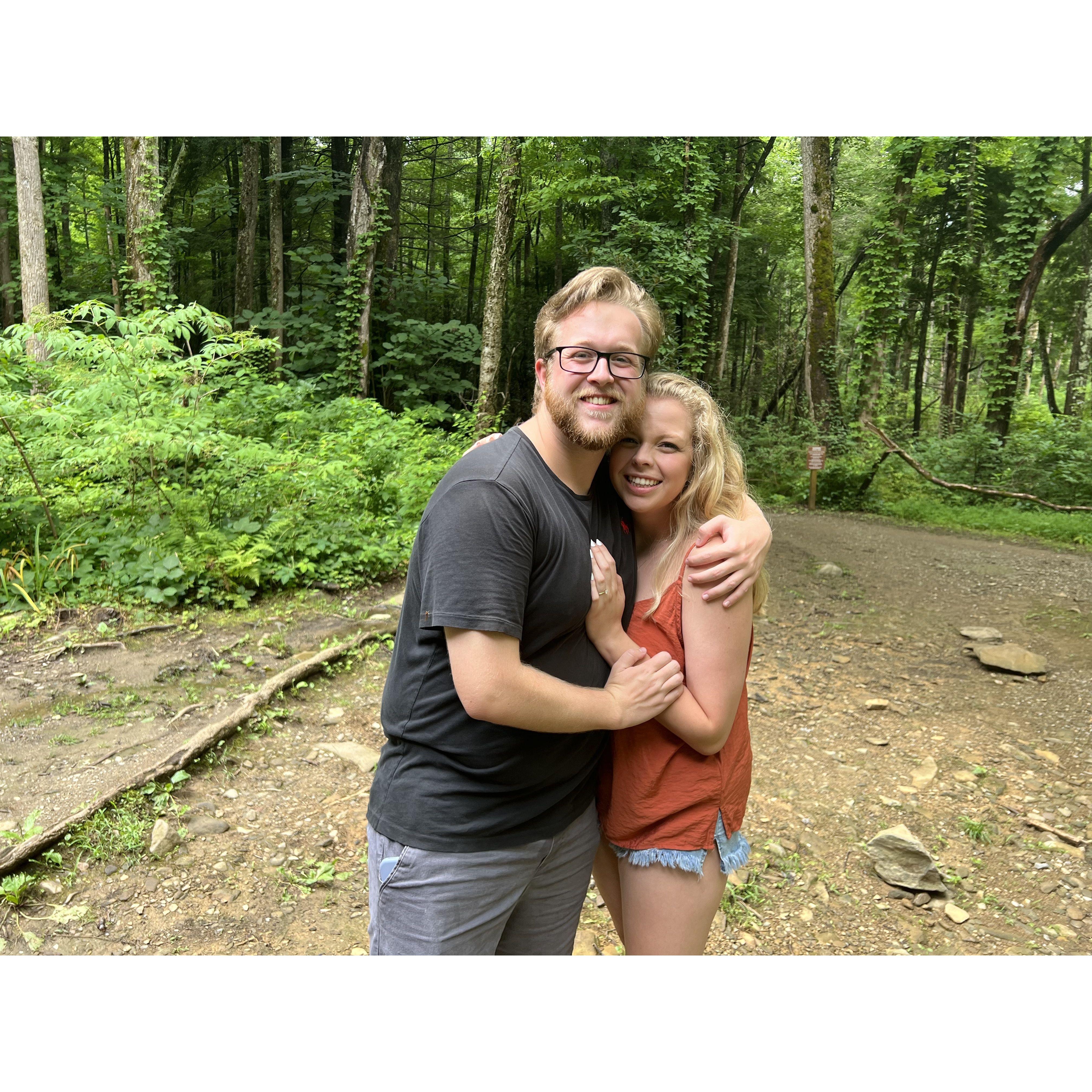 Engagement!  Right behind us in the photo is the trail where we got engaged :)