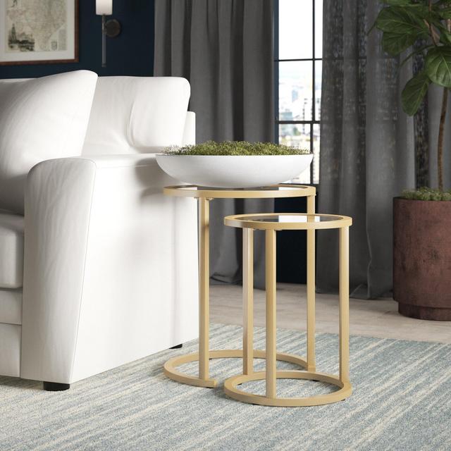 Morones 23'' Tall Glass Frame Nesting Tables