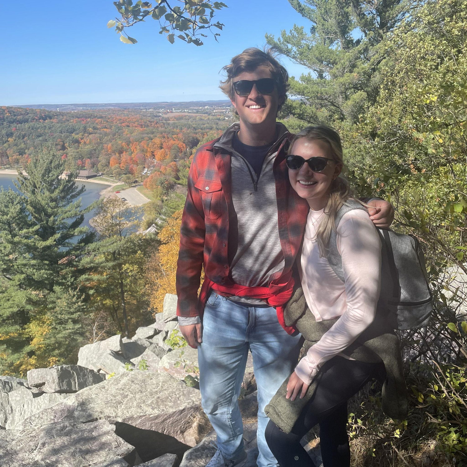 Enjoying the fall foliage and hiking at Devil’s Lake State Park in October 2022