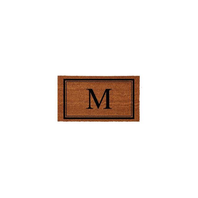 Evergreen Monogram Indoor Outdoor 100% Natural Coir Doormat 28" x 16" | Letter "M"